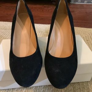 J Crew black suede wedge size 7.5